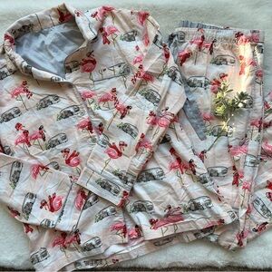 Nick & Nora | EUC - Flamingo Christmas Airstream PJ Set - Flannel - Size L